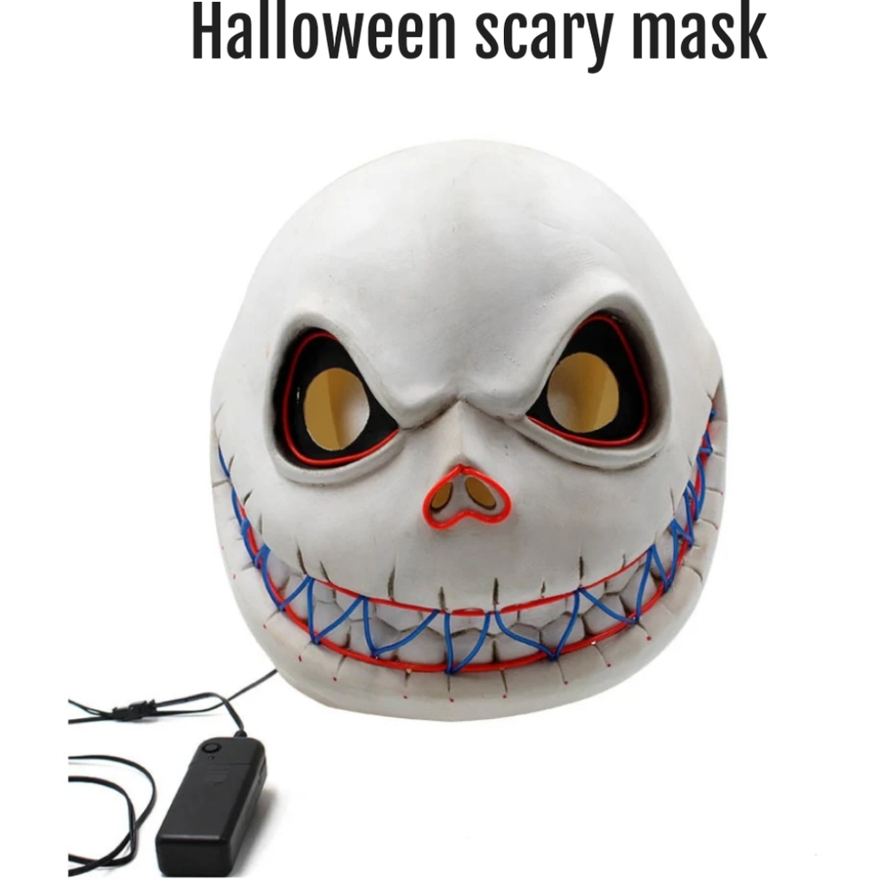Adult The Nightmare Before Christmas Jack SkellingtonLED Light Latex CosplayMask
